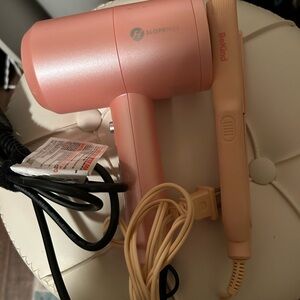 Pink Hair Dryer and BeKind Hair Straightener Set
